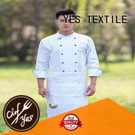 elastic white chef coat piping price for hotel